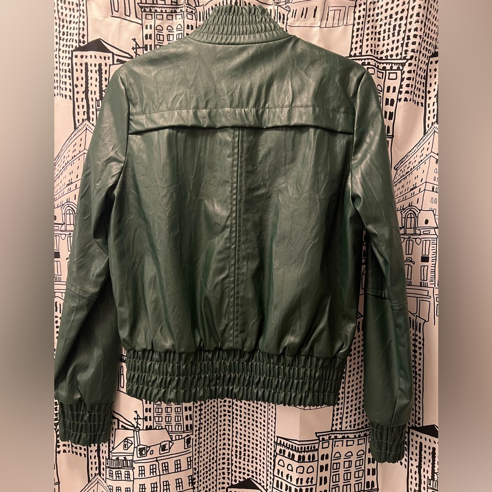 Green Faux Leather Jacket - Picture 2 of 11
